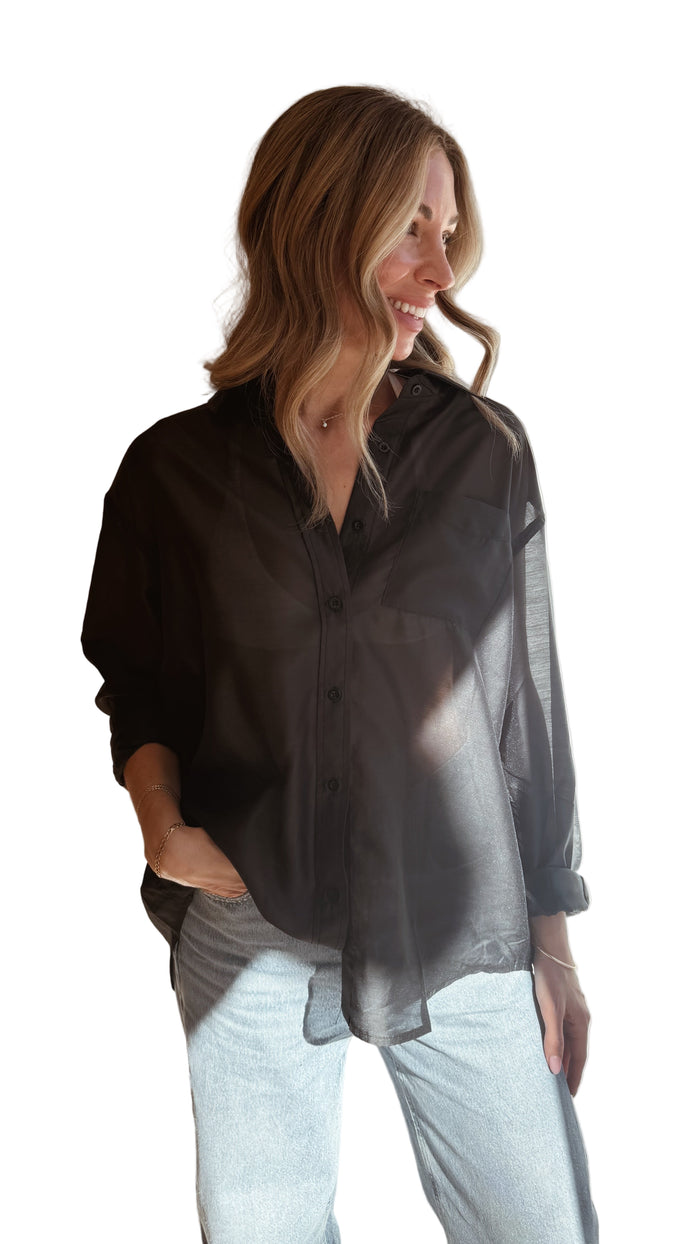 The AGATHA sheer button-up blouse