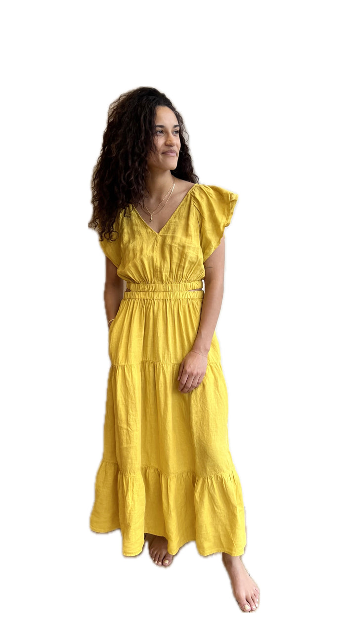 Yellow cut-out GINGER maxi dress