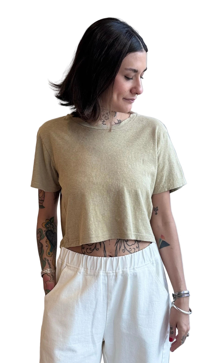 Lorel Super Cropped Tee in Desert Khaki