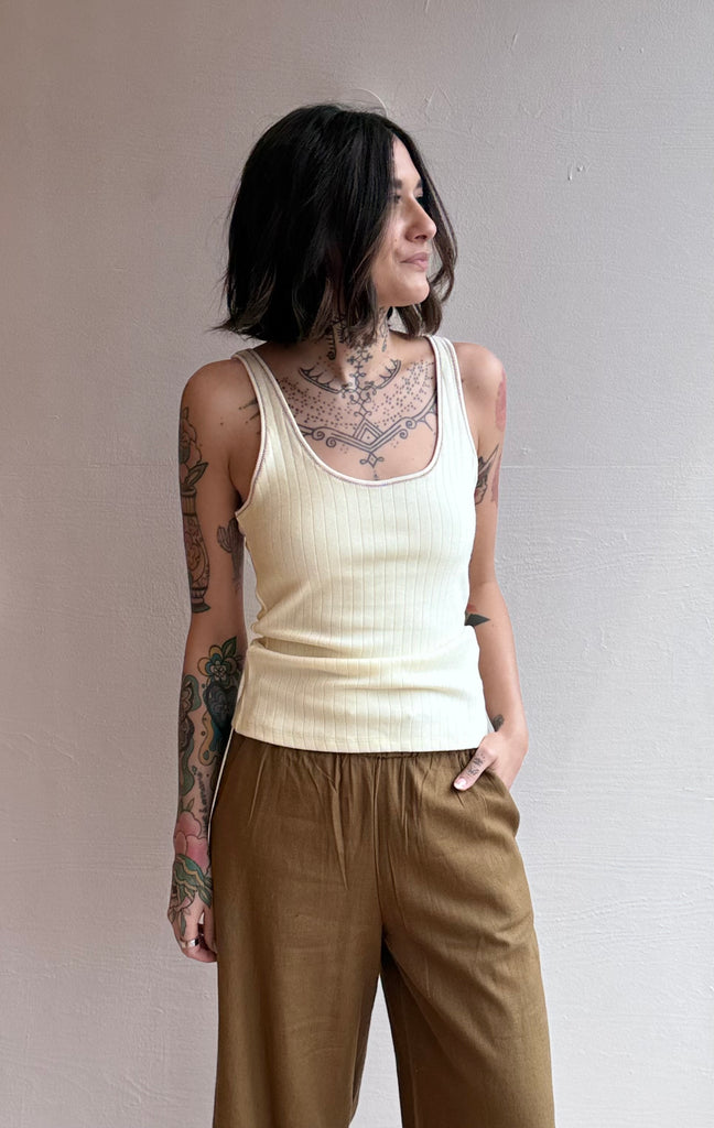 The Pippa Tank in Cream + Red