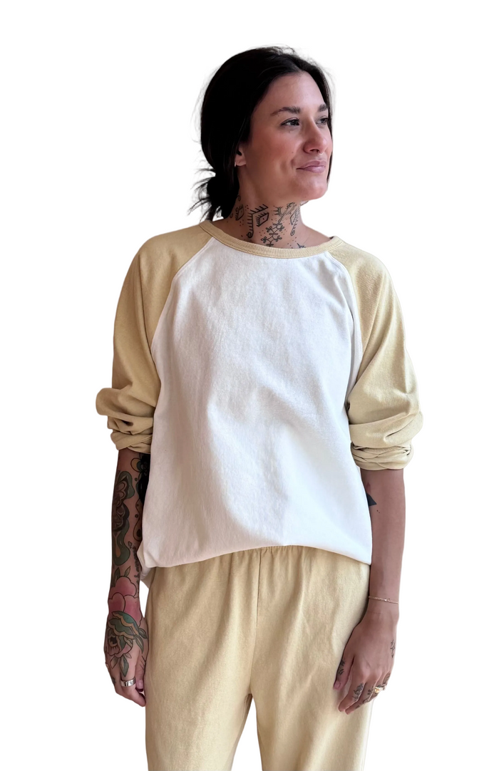 Heavy Cotton Raglan in butter yellow