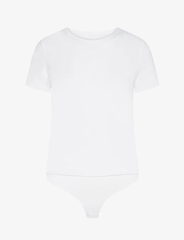 Essential Cotton Crew Bodysuit in White