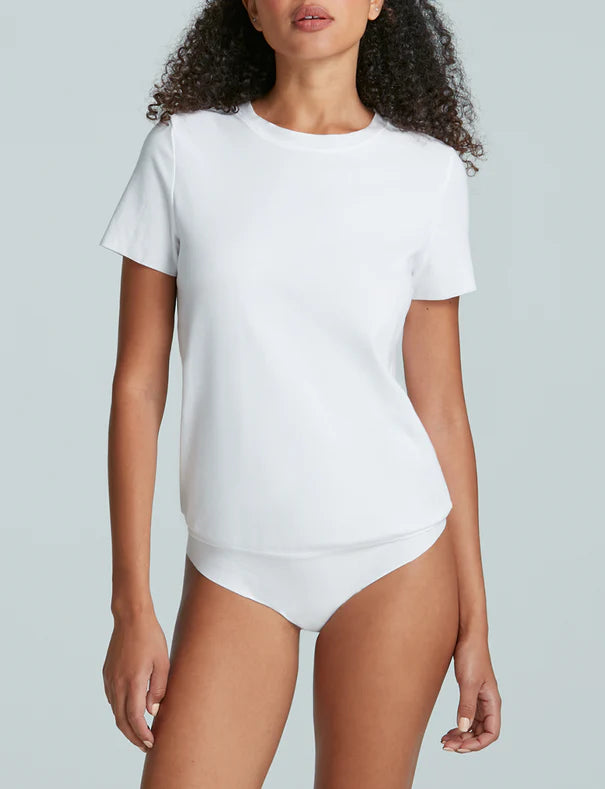 Essential Cotton Crew Bodysuit in White