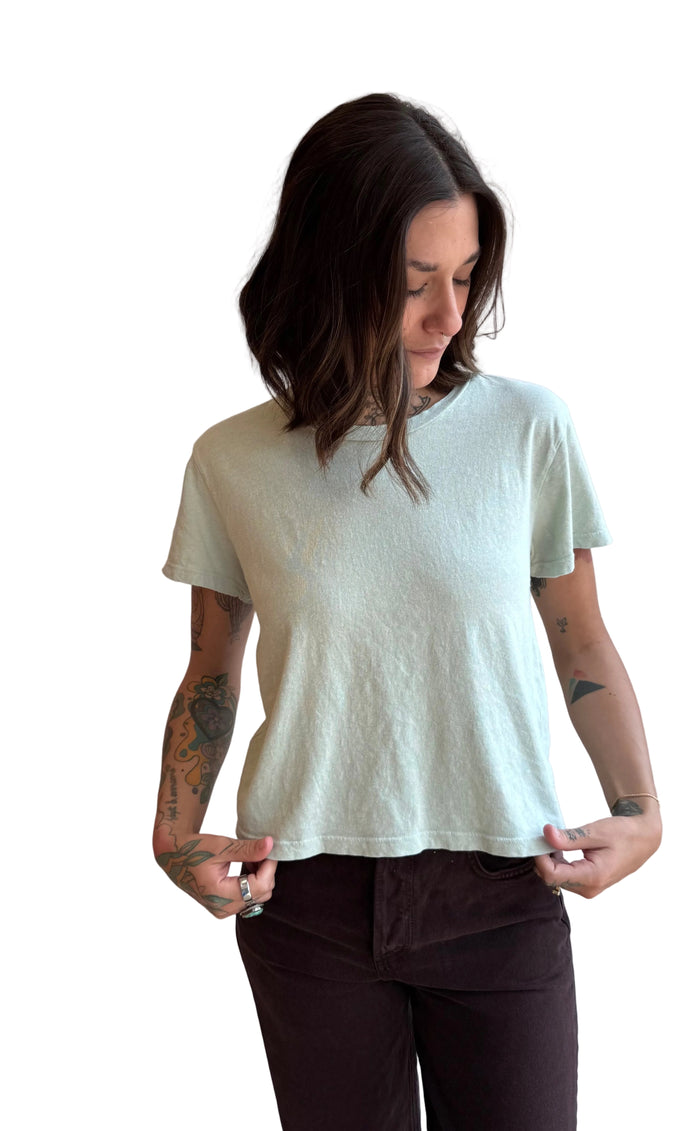 Ojai Cropped Tee in Stormy Green