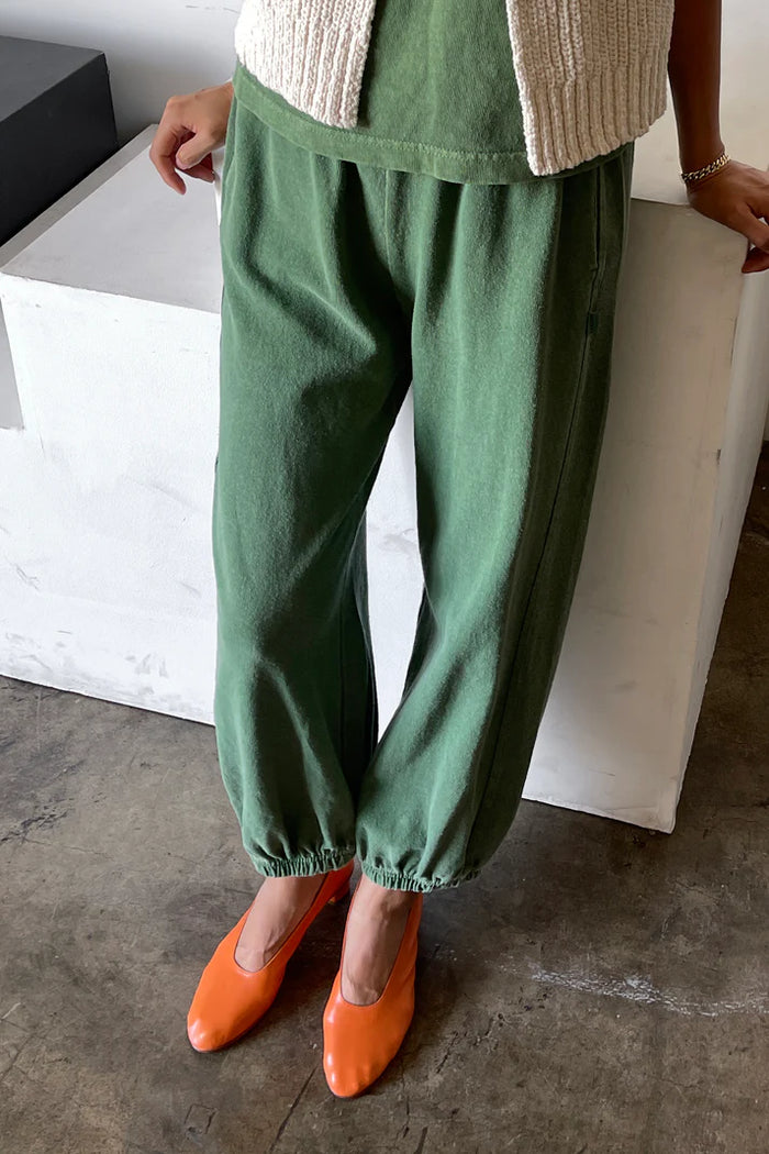 French Terry Balloon Pant in Basil