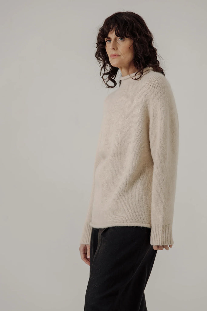 Handloom Rollneck Sweater in Cream