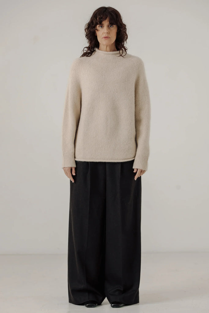Handloom Rollneck Sweater in Cream