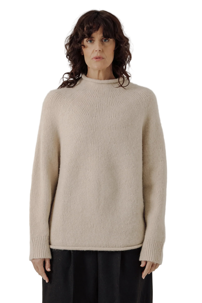 Handloom Rollneck Sweater in Cream