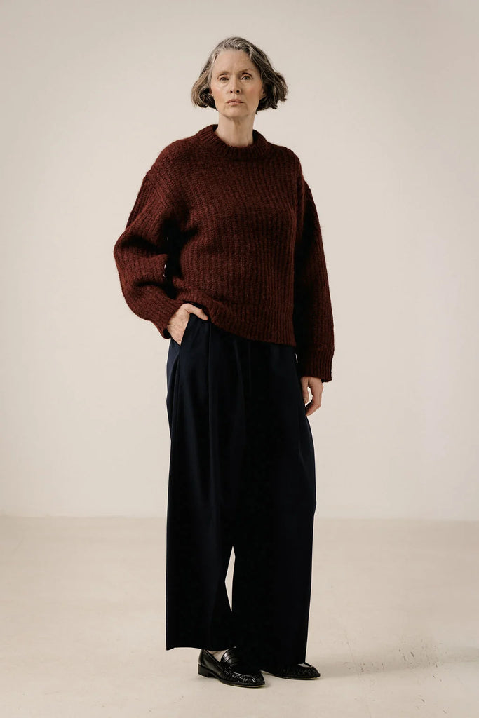 Lofty Alpaca Crewneck in Deep Maroon