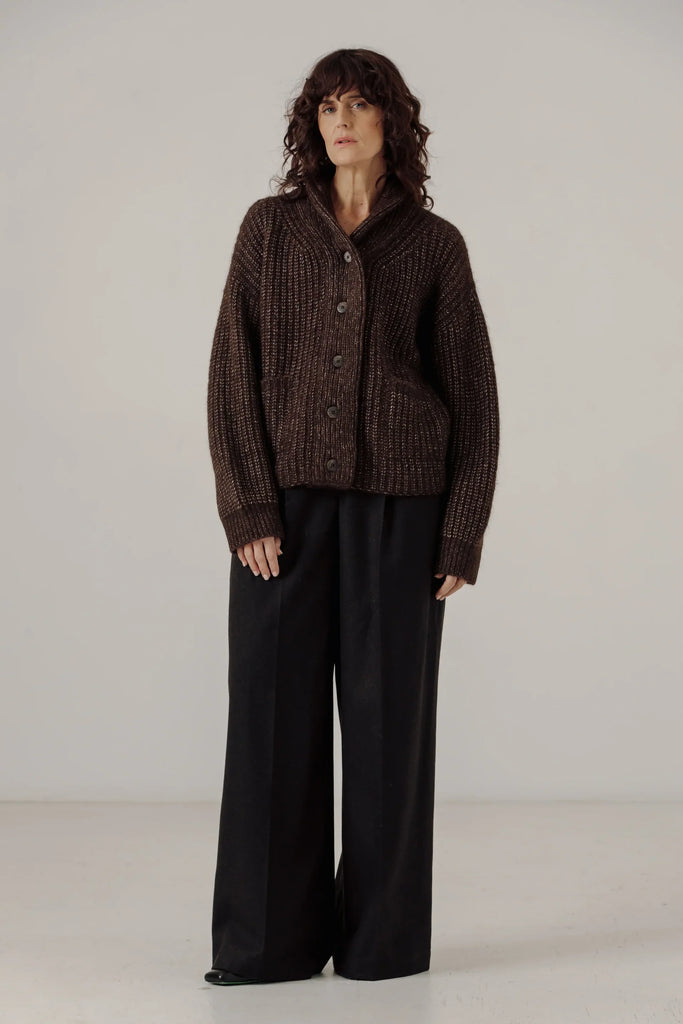 Oversized Shawl Cardigan in Carob