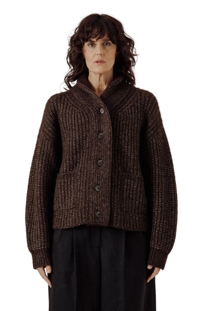 Oversized Shawl Cardigan in Carob