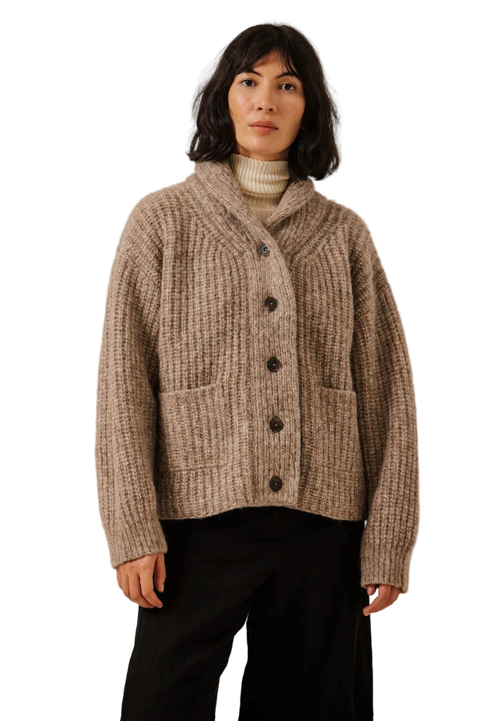 Oversized Shawl Cardigan in Dark Fawn