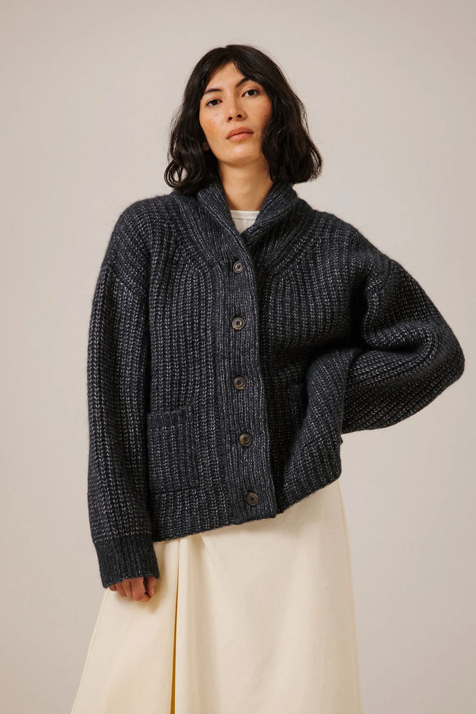Oversized Shawl Cardigan in Dark Navy