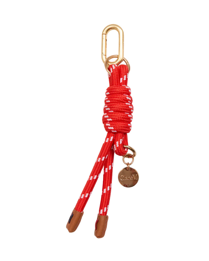 Barrel knot fob in red