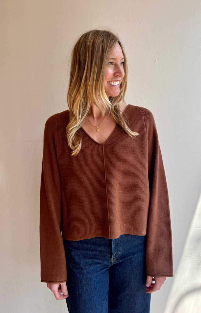 Brown Mia V Sweater