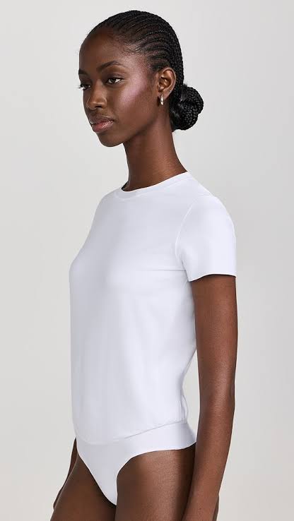 Essential Cotton Crew Bodysuit in White