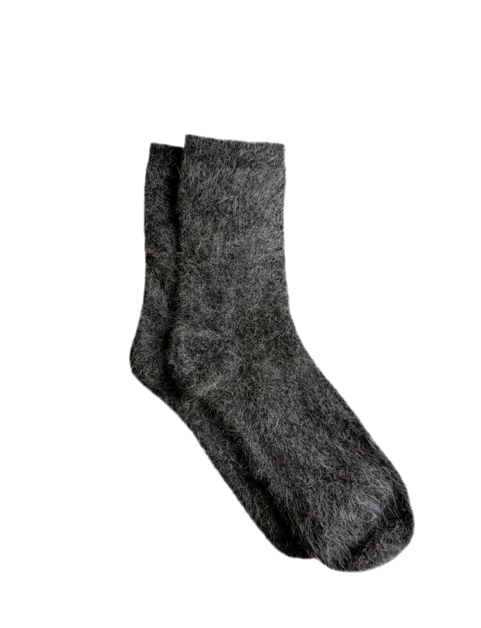 Angora fluffy socks in charcoal