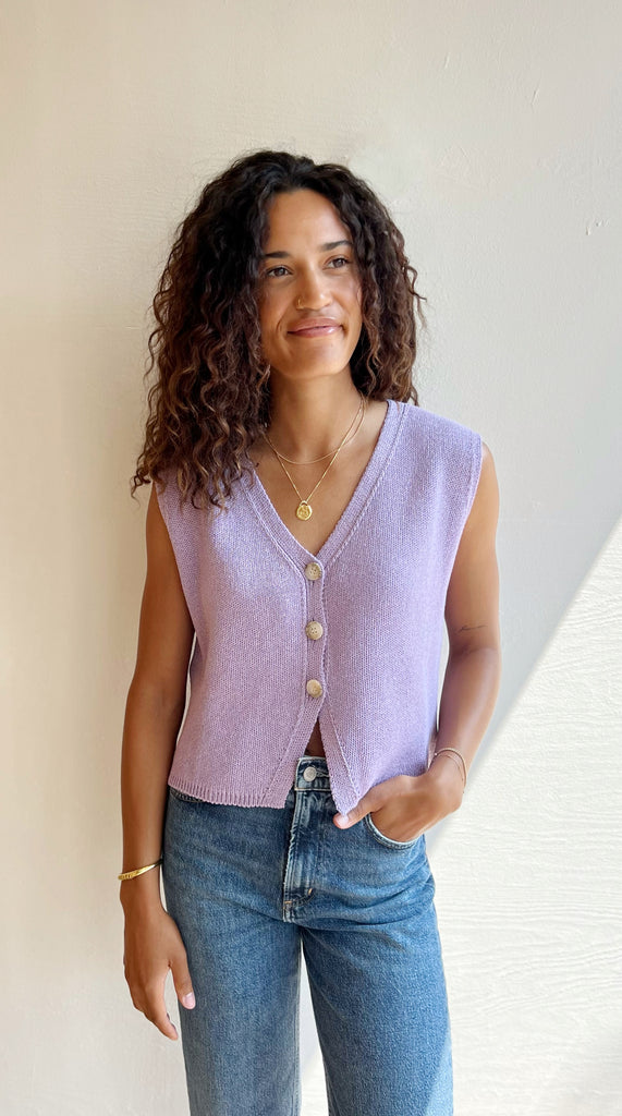 Rous Cotton Vest in Lavender