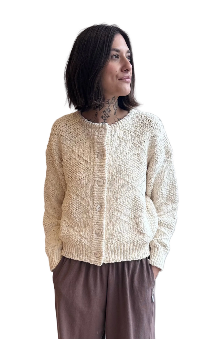Mason Cotton Cardigan in Naturel