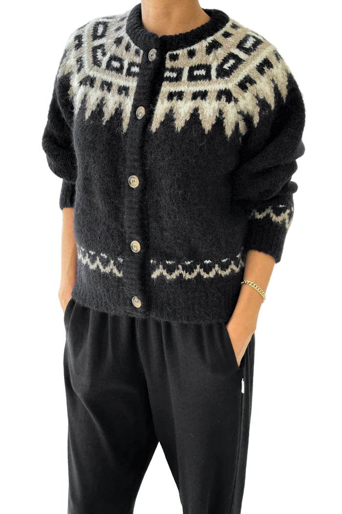 Alpaca Cabin Cardigan in Black