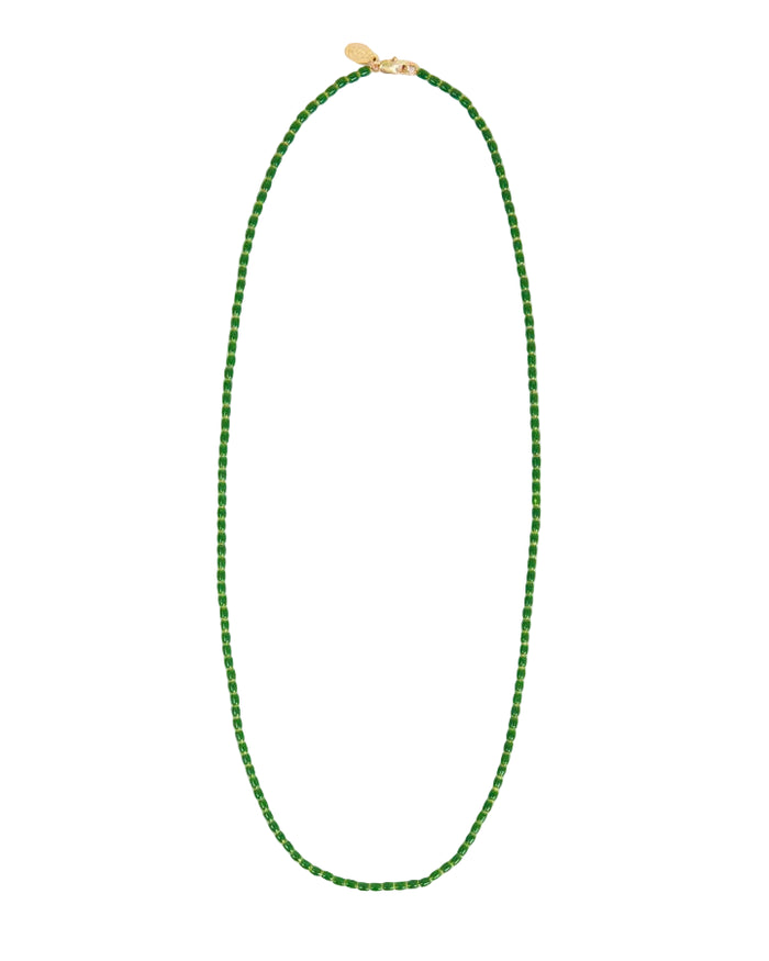 Emerald Enamel Barrel Chain Necklace
