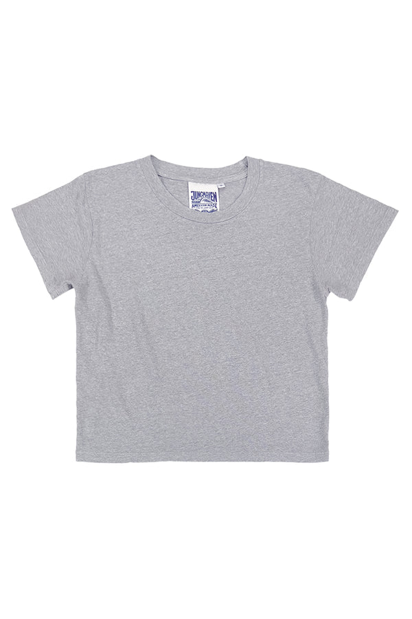 Heathered Cropped Lorel Tee in Athletic Gray