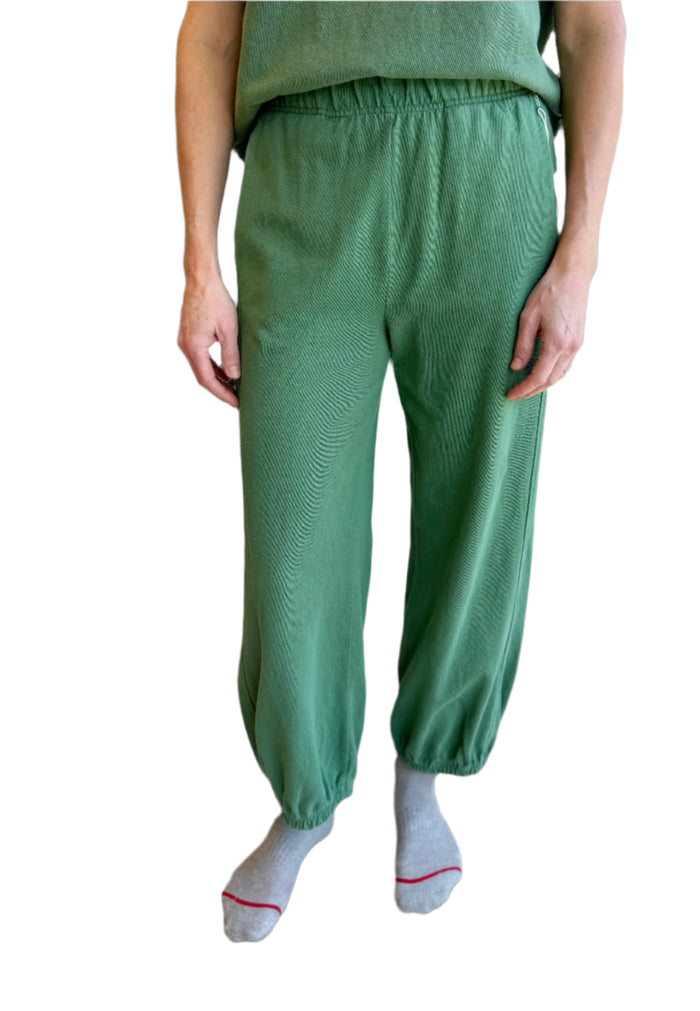 French Terry Balloon Pant in Basil