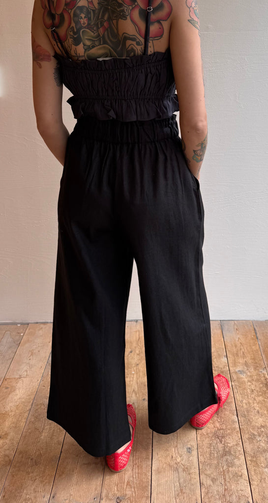 Pull On Pocket Pant - Jet Black Linen