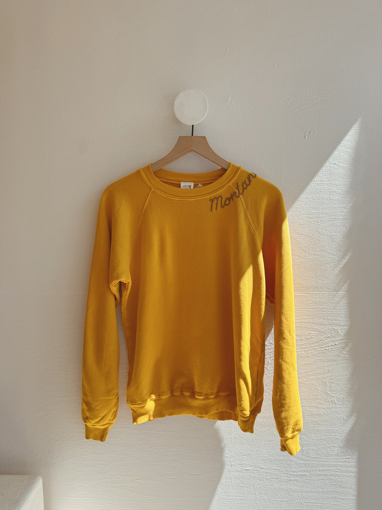 Yellow embroidered Montana Sweatshirt- tan thread