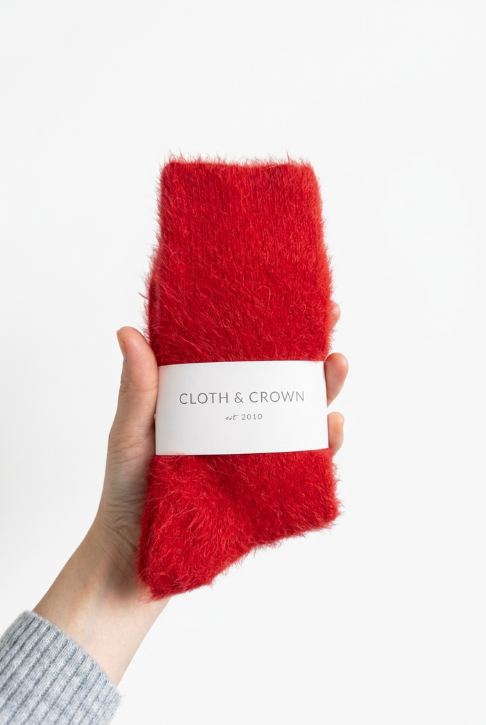 Fluffy Angora Socks in Crystal Red