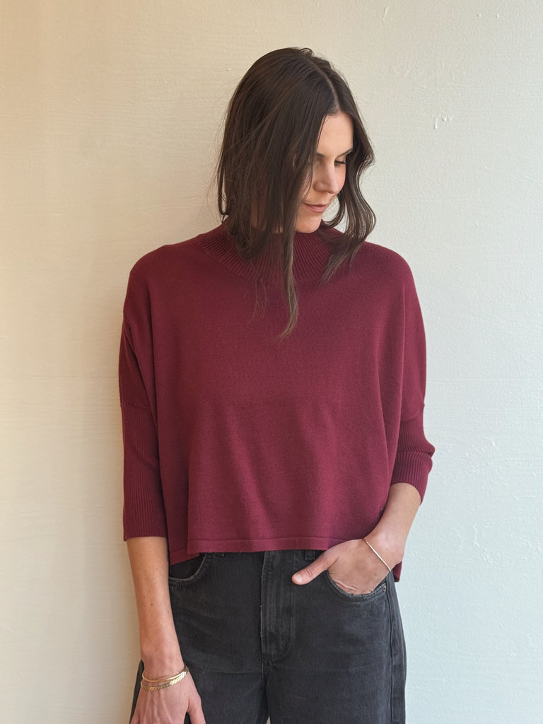 Wine Lightweight Ezra Sweater