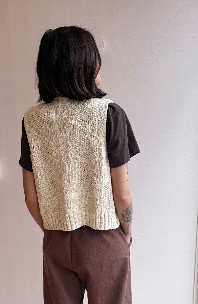 Papa Cotton Vest in Naturel