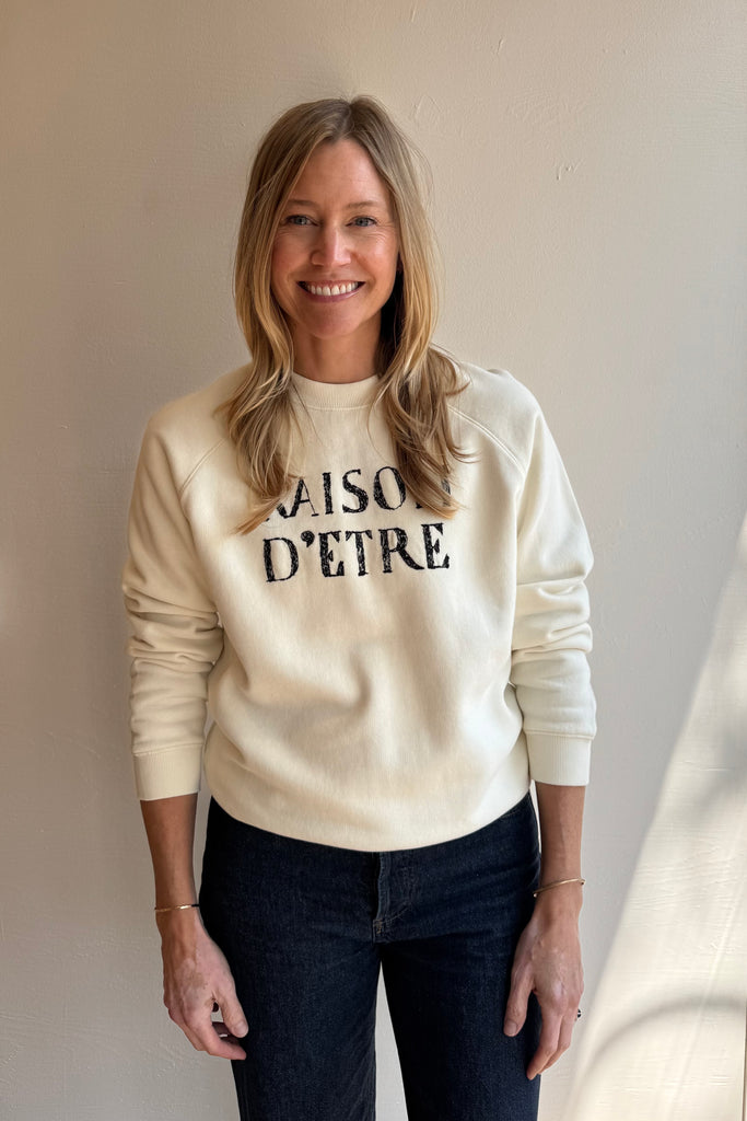 Cream Raison D'Etre Embroidered Sweatshirt