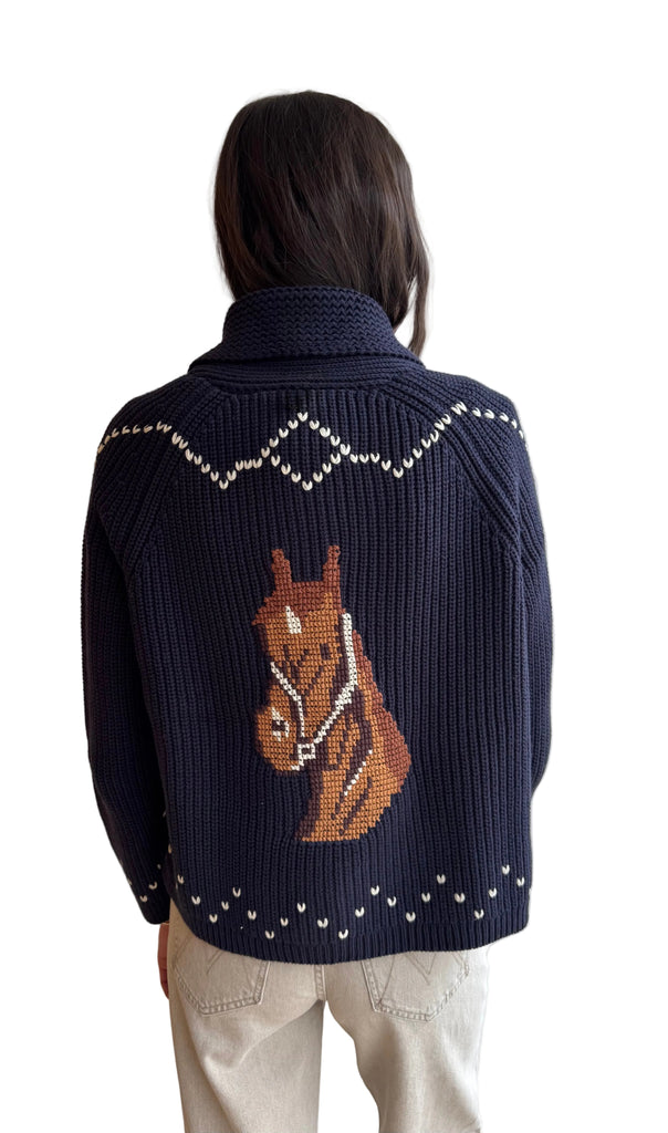 Horse Lodge Cardigan In Navy