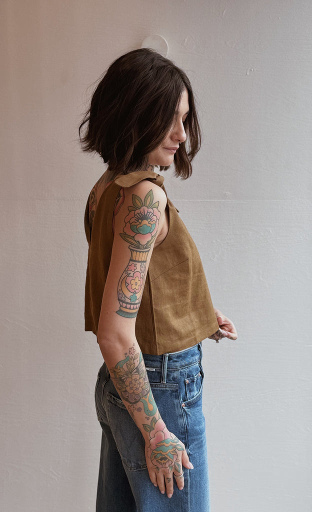 Tie Shoulder Mod Top in Gothic Olive