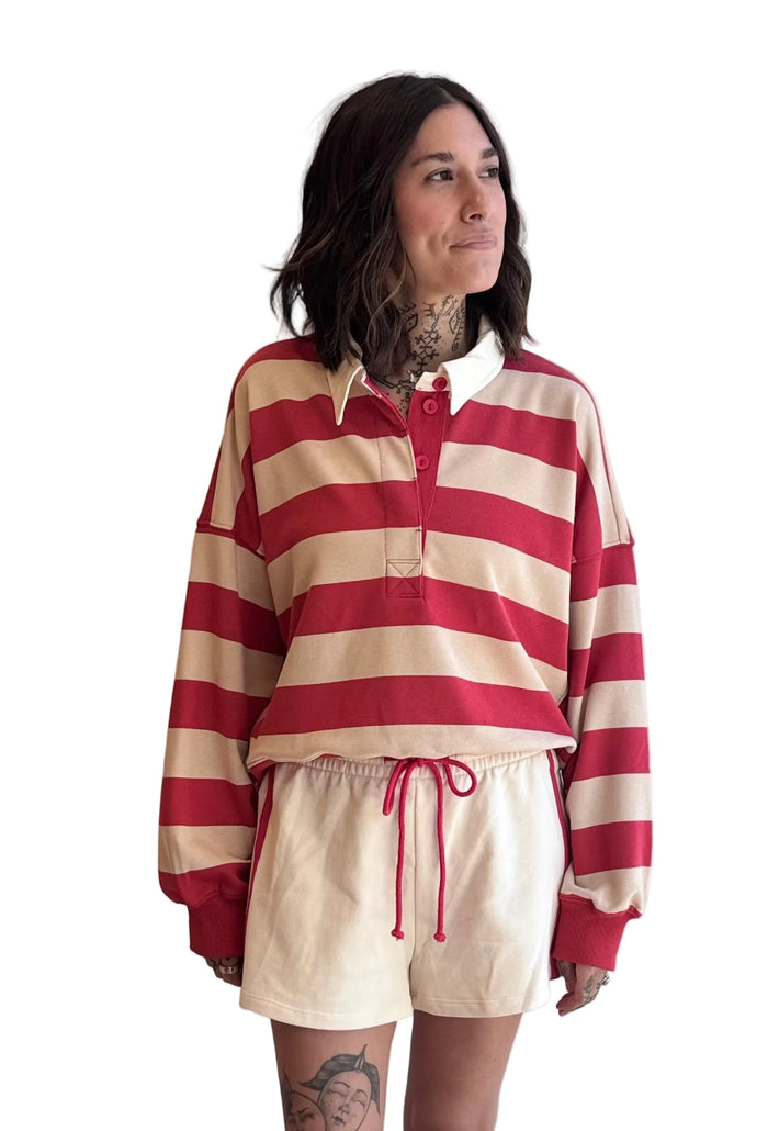 BLAIRE striped rugby pullover