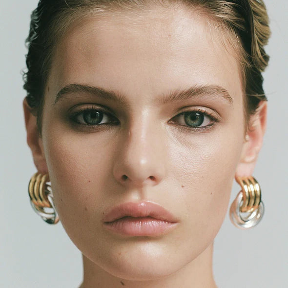 Mix-metal double knot earrings- large