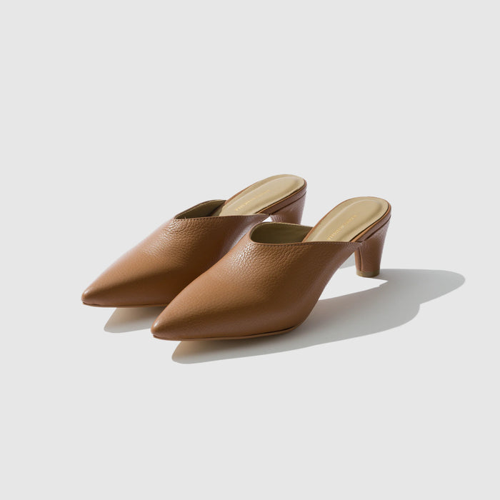Heeled Babouche Mule in Tobacco
