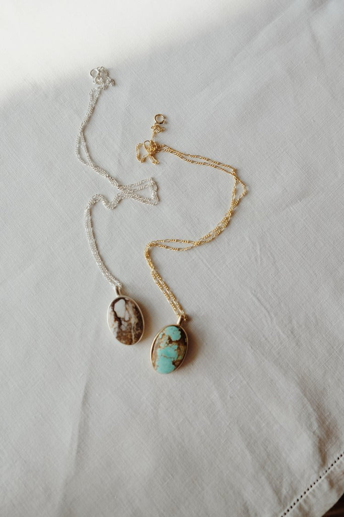 Oval turquoise pendant necklace