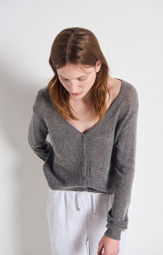 Dumy lightweight cardigan in charcoal