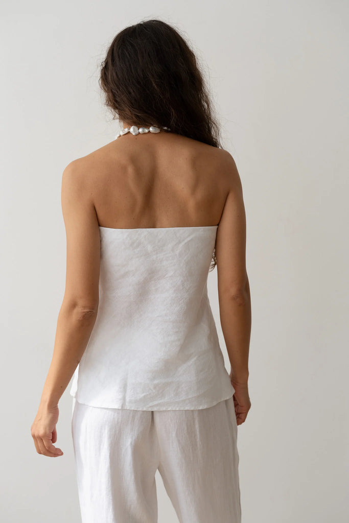 The linen tube top in white