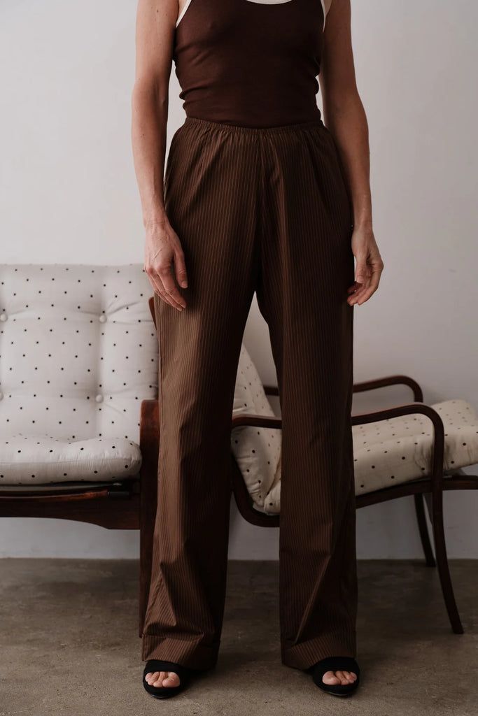Pop Pinstripe Simple Pant in Walnut