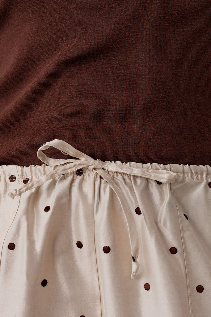 Taffeta Drawstring Cargo Pant in Cream Polka Dot