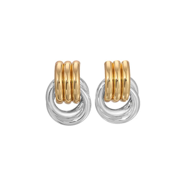 Mix-metal double knot earrings- large
