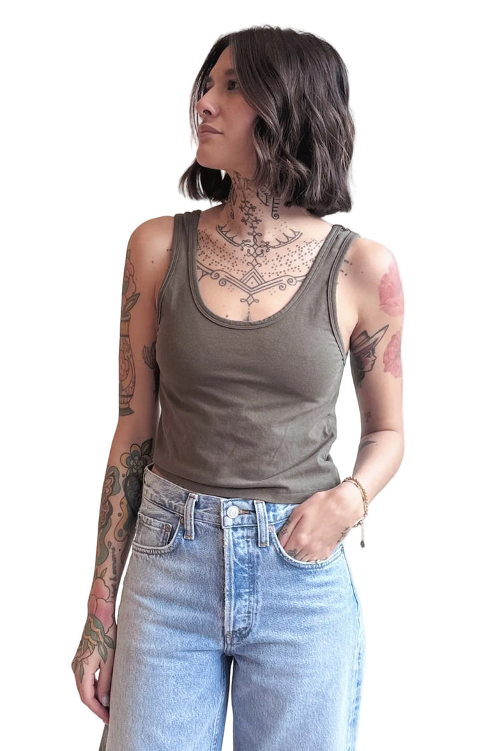 Sporty Tank in Olive Green