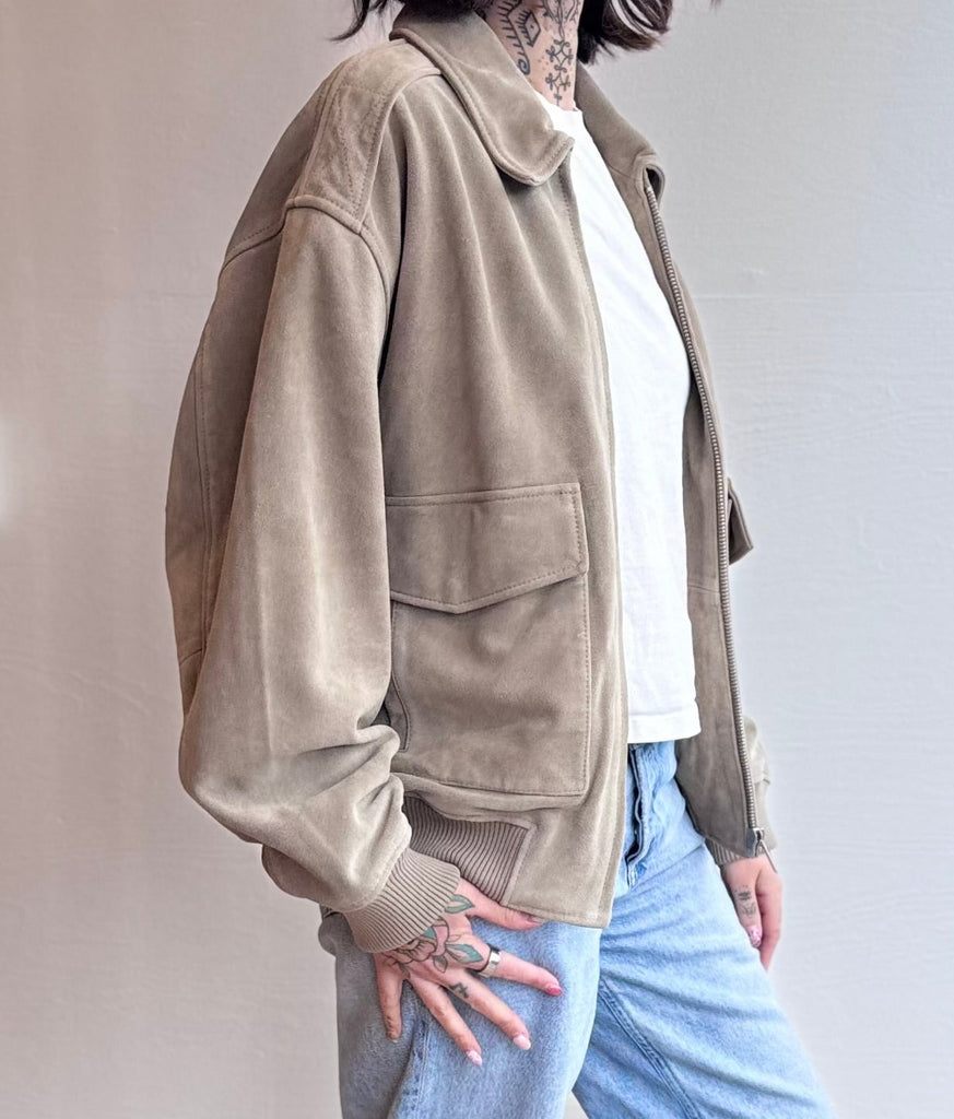 Vivienne suede jacket in khaki olive