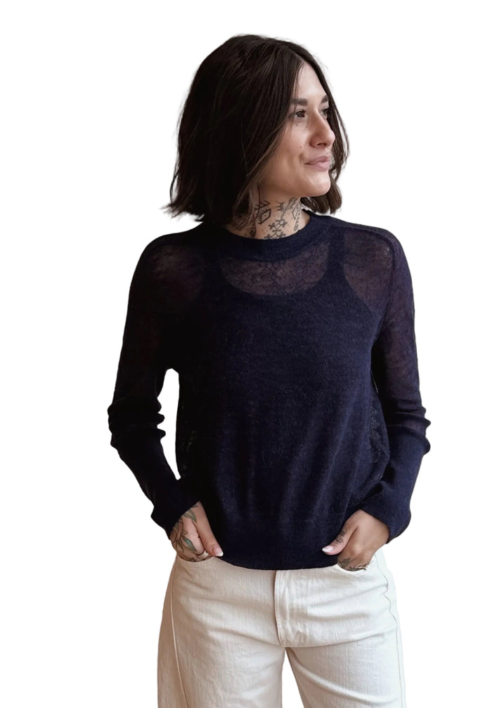 Adrian Crewneck in Navy Dulce Knit