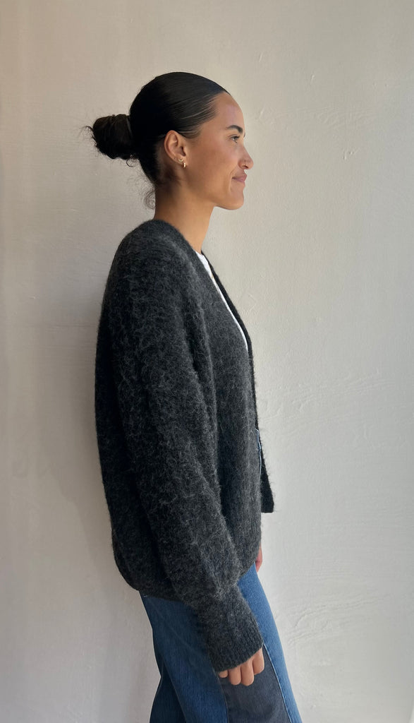 East cardi in charcoal melange