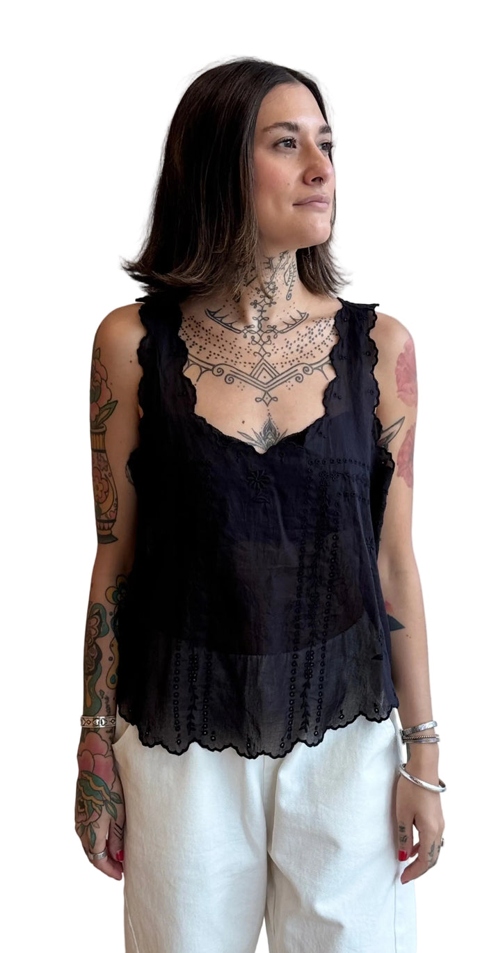 The Scalloped Eyelet Tank