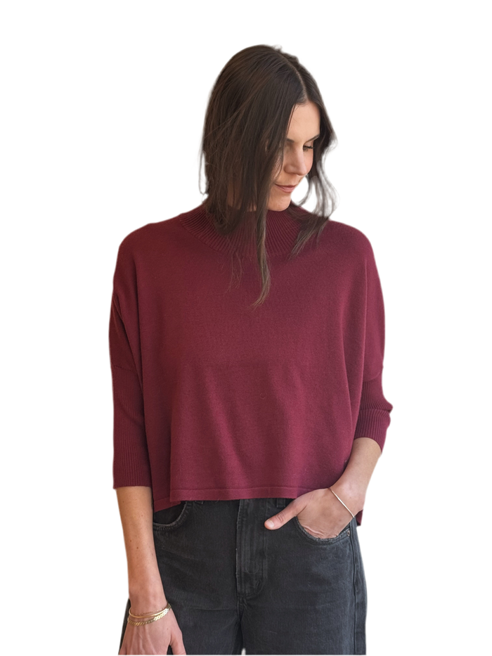 Wine Lightweight Ezra Sweater